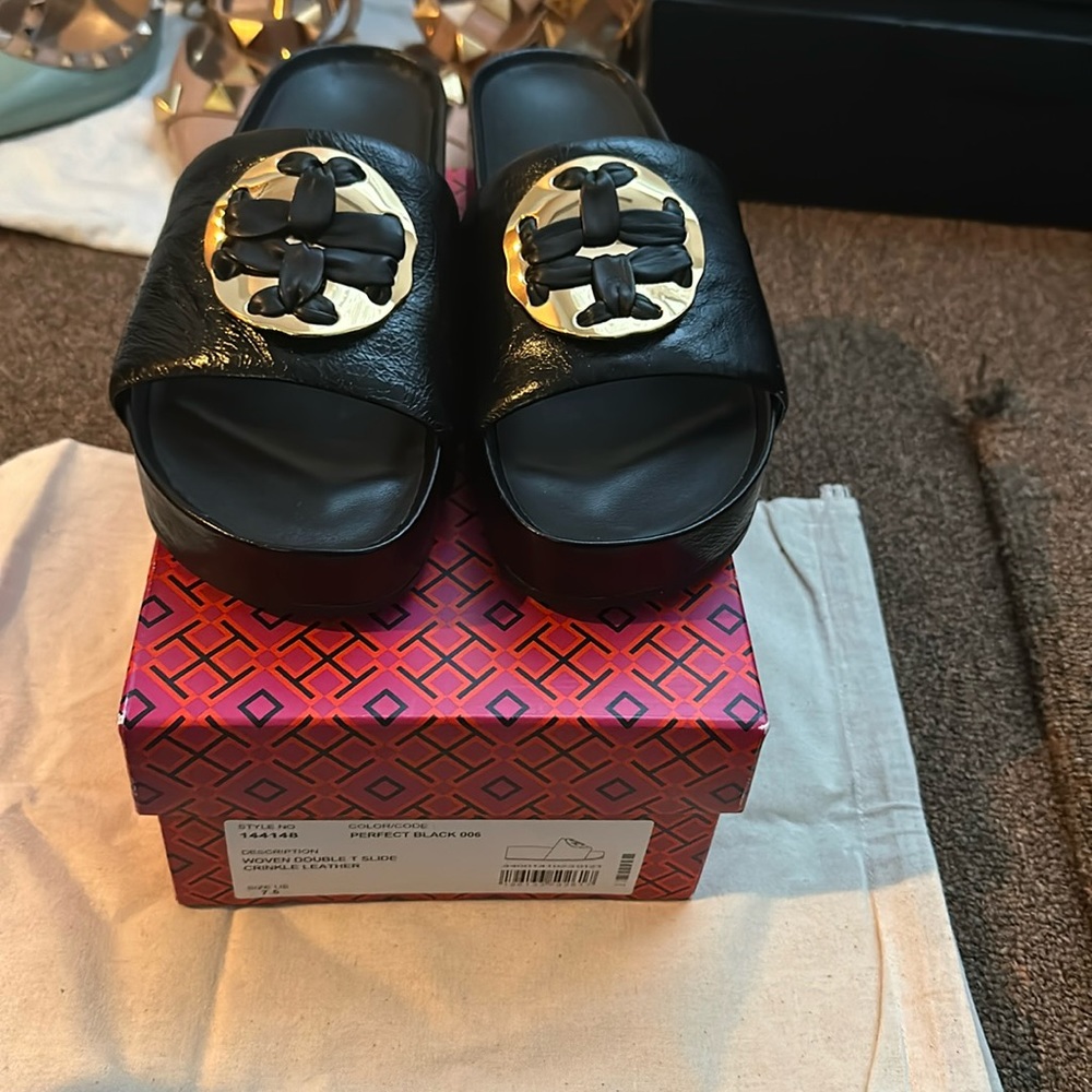 New Tory Burch leather slides